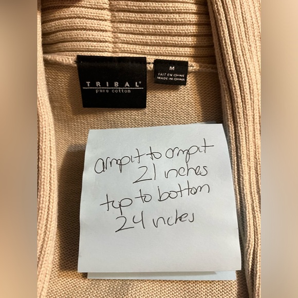 Tribal Pure Cotton Cream Open Cardigan - Picture 7 of 7